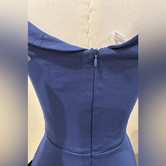 Lulus NWT Blue Mini/Midi Cold Shoulder Sleeveless Fit And Flare Dress Sz XS. - Picture 7 of 16